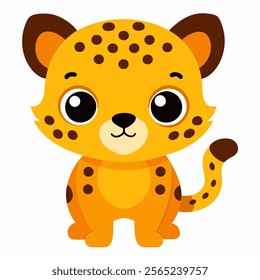 cute carton baby leopard vector icon with white background