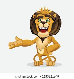 Cute carton lion funny character vector illustration.