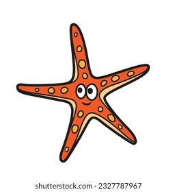 Cute carton starfish with thin beams color variation for coloring page isolated on white background