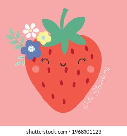 Cute Carton Strawberry ,Vector Illustration