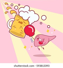 cute cartonn liver with health problem concept