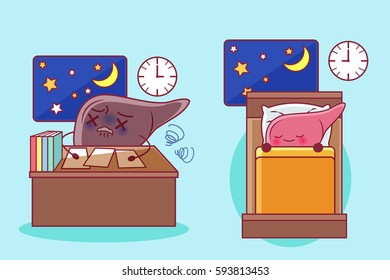 cute cartonn liver with health problem concept