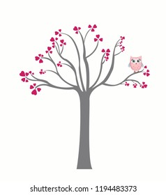 cute cartoo  owl on a tree vector 