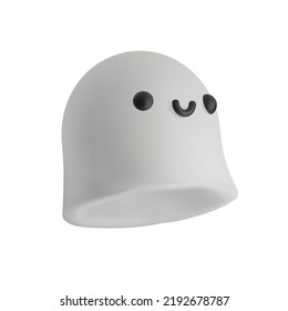 Cute cartoon 3d ghost. Vector realistic character for Halloween.