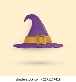 Cute cartoon 3d halloween hat. Witch hat. Halloween concept. Vector illustration.