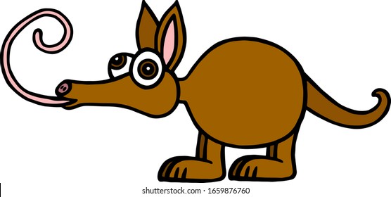 Cute Cartoon Aardvark sticking out tongue