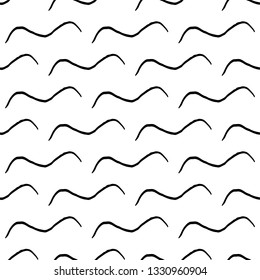 Cute cartoon abstract pattern with hand drawn waves. Sweet vector black and white abstract pattern. Seamless monochrome doodle abstract pattern for textile, wallpapers, wrapping and web.