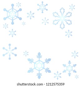 Cute cartoon abstract snowflake background template for web and print. Happy new year, merry christmas , creative winter texture
