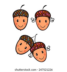 Cute cartoon acorns