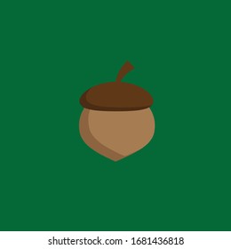 cute cartoon acorn.vector illustration.green background