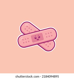 Cute cartoon adhesive plaster in vector illustration. Isolated object vector. Flat cartoon style