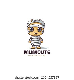 cute cartoon adorable baby mummy. baby mummy mascot logo vector illustration