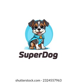 cute cartoon adorable dog wearing cape being a hero. dog hero or super dog mascot logo vector illustration