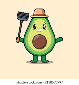 Dibujo lindo Vocado de trabajadores agrícolas con imagen vectorial de horquilla lindo diseño de estilo moderno