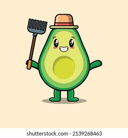 Dibujo lindo Vocado de trabajadores agrícolas con imagen vectorial de horquilla lindo diseño de estilo moderno