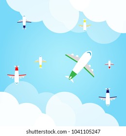 Cute cartoon aircraft vector for transportation concept.