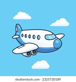 cute cartoon airplane plane isolated vector design illustration