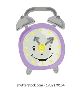 Cute cartoon alarm clock. Vector illustration