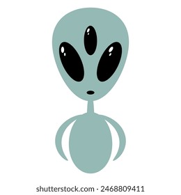 Cute cartoon alien character. Funny alien flat illustration. Vector isolated on white background.