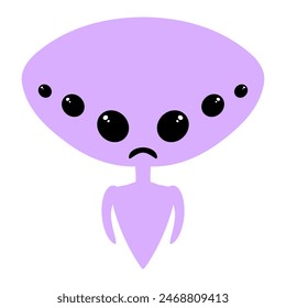 Cute cartoon alien character. Funny alien flat illustration. Vector isolated on white background.