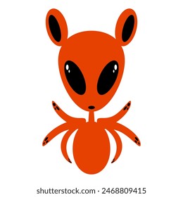 Cute cartoon alien character. Funny alien flat illustration. Vector isolated on white background.
