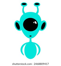 Cute cartoon alien character. Funny alien flat illustration. Vector isolated on white background.