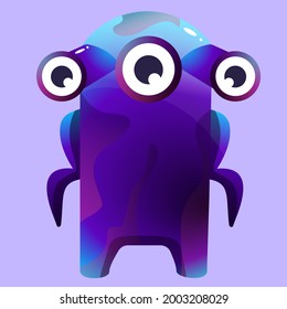 Cute cartoon alien. cartoon monster: goblin or troll, cyclops, ghost, monsters and aliens. Vector illustration. eps 10