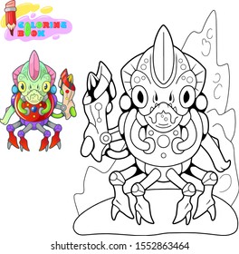 cute cartoon alien from outer space, funny illustration