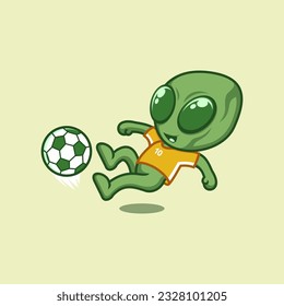 cute cartoon alien playing football