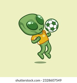 cute cartoon alien playing football