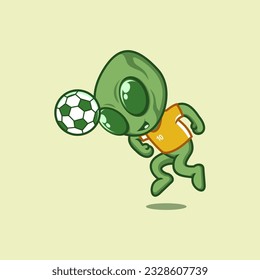 cute cartoon alien playing football