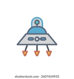 Cute Cartoon Alien Spaceship or UFO on a white background