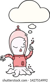 cute cartoon alien with thought bubble