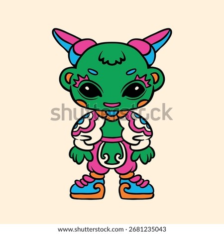 cute cartoon alien vector art illustration