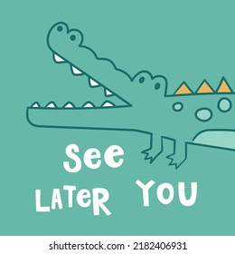 cute cartoon alligator, crocodile vector illustration