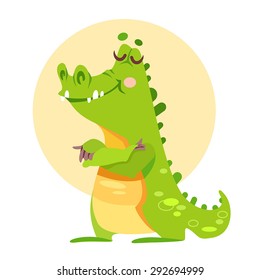 Cute cartoon alligator mascot. Vector illustration