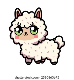 Cute Cartoon Alpaca Character Clip Art Illustration for Kids