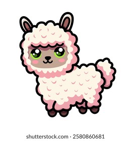 Cute Cartoon Alpaca Character for Decor and Merchandise