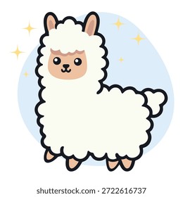 Niedlicher Cartoon Alpaca Zeichen im flachen Stil Vektor
