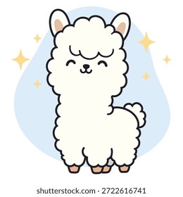 Niedlicher Cartoon Alpaca Zeichen im flachen Stil Vektor

