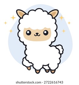 Niedlicher Cartoon Alpaca Zeichen im flachen Stil Vektor
