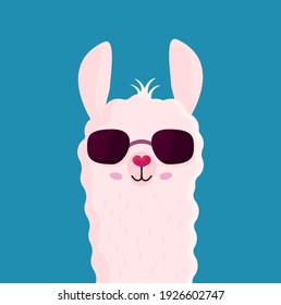 Cute Cartoon Alpaca Drawing On Bright Background