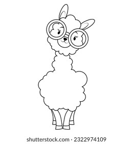 Cute cartoon alpaca with glasses