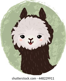 Cute cartoon alpaca head