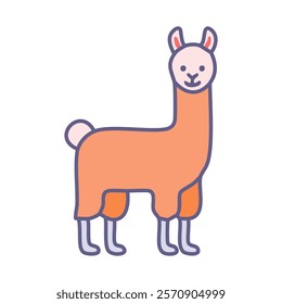 Cute cartoon alpaca. Llama animal vector illustration in flat style.