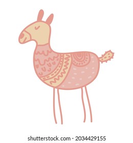 Cute cartoon alpaca in nursery scandinavian design