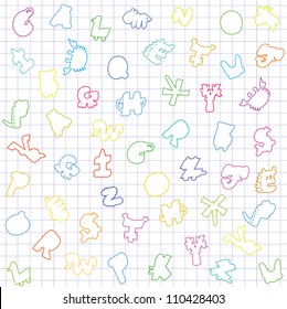 cute cartoon alphabet background for children