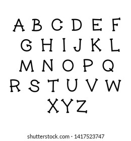 Cute cartoon alphabet. Vector funny font. Doodle illustration