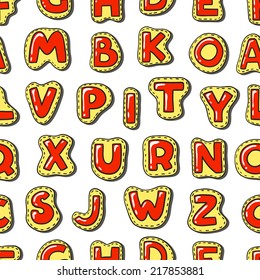 Cute cartoon alphabetic letters seamless pattern. Pattern can be used for scrap booking, posters, school projects.