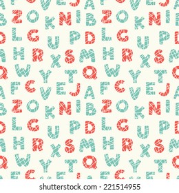 Cute cartoon alphabetic letters seamless pattern in retro style. Pattern can be used for scrap booking, posters, school projects.